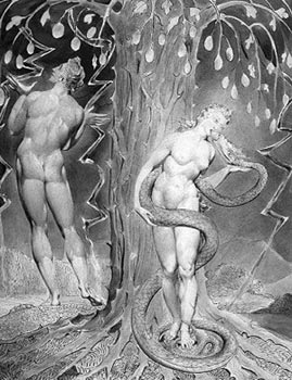 Adam and Eve, by English poet and painter William Blake (1808).